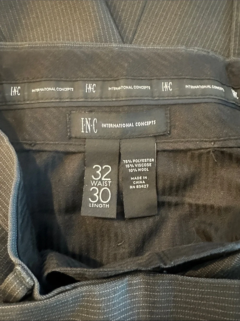 INC GREY PINSTRIPE SUIT